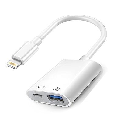 Imagem de Naiyal Adaptador de câmera Lightning para USB com porta de carregamento, conversor USB OTG certificado Apple MFi para iPhone 14 13 12 11 Pro Max XS XR X 8 iPad para câmera, leitor de cartão, pen drive