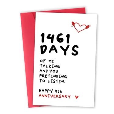 Imagem de Cartão de presente engraçado de 4º aniversário para ele ela, cartão romântico de aniversário de 4 anos para namorada namorado, cartão exclusivo de aniversário de 4º casamento para marido esposa,