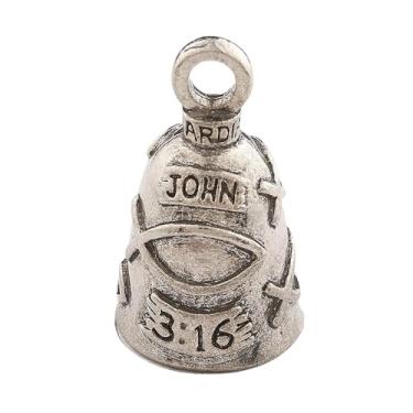 Imagem de Guardian Bell Sino de boa sorte religioso com chaveiro e bolsa de presente de veludo preto | Campainha de motocicleta | Estanho sem chumbo | Feito nos EUA, João 3:16, 1.5 Inch (Pack of 1)