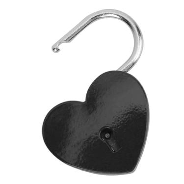 Imagem de Fechaduras Com Chave, Cadeado Em Forma de Coração, Suprimentos para Artesanato Doméstico Com Chave, Cadeado Requintado Colorido de Metal 45x59mm (Preto)