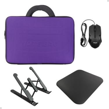 Imagem de Pasta Para Notebook Mouse Com Fio Suporte Dask Pad Pequeno Kit Gamer (Roxo, 15,6")
