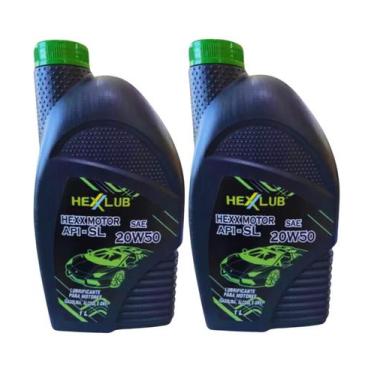 Imagem de 2x Óleo Lubrificante Motor Sae 20w50 Sl Hexxlub Mineral 1l