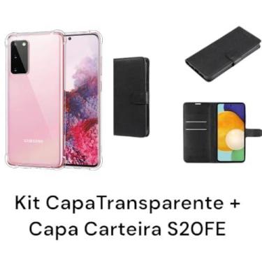 Imagem de Kit Capa Capinha Transparente + Capa Carteira Preta Para Samsung Galax