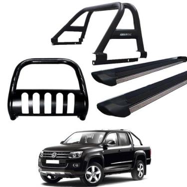 Imagem de Kit Quebra Mato Estribo Personalizado Santo Antônio Amarok CD Preto - 