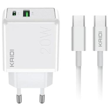 Imagem de Carregador USB-C+USB p/ USB-C PD QC 20W KD-670CC Kaidi