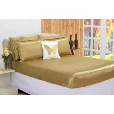 Imagem de Jogo De Cama Lençol Capim Dourado Casal Padrão 04 Pçs - deccoralle