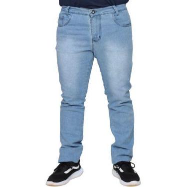 Imagem de Calça Jeans Stretch Lycra Masculina Slim Plus Size de Algodão Premium 
