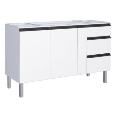 Imagem de Gabinete / Balcão Para Cozinha GA em Aço para pia de 1.50m Com Puxador