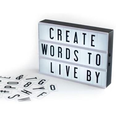 Imagem de Letreiro Quadro Led Light Light Box A4 Com Letras E Números Preto E Br