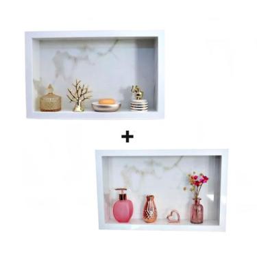 Imagem de Kit 2 Nicho Para Banheiro Em Porcelanato 40x30x10cm - PHZ, Marmore Dou