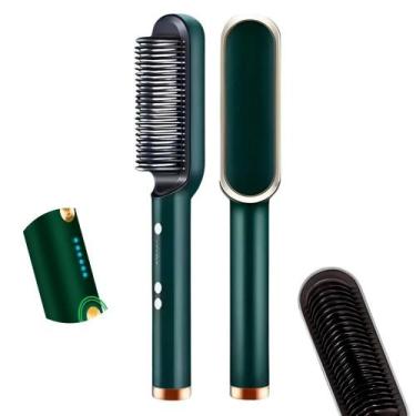 Imagem de Escova Pente Alisadora Profissional Verde 34w Bivolt
