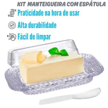Imagem de Manteigueira Porta Manteiga de Mesa com Espátula e Tampa de Acrílico T