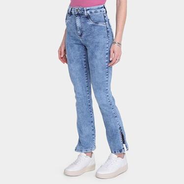 Imagem de Calça Jeans Reta Sawary Com Fenda Feminina-Feminino