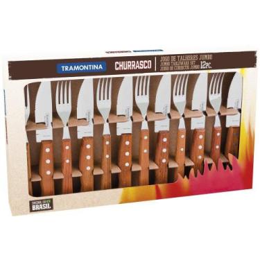 Imagem de Faqueiro Para Churrasco Inox Tramontina Jumbo 12 Peças, Madeira e Prat