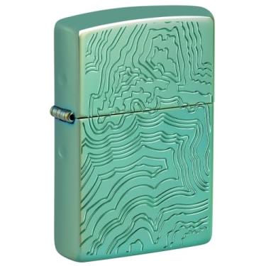 Imagem de Zippo Isqueiro de bolso verde com alto polimento Map Armor