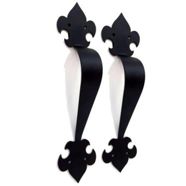 Imagem de 4 Peças -puxador Colonial Rústico Para Portas Preto - Fecha Forte