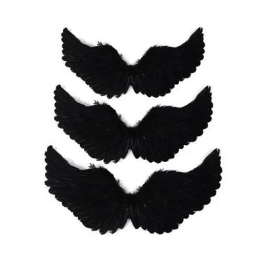 Imagem de Asa de Anjo ou Diabo Preto 75cm -  Asas De Penas / Halloween / Natal /