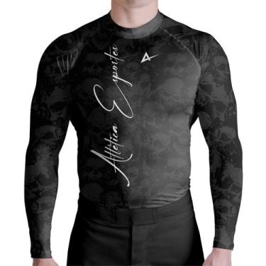 Imagem de Rash Guard Atlética Esportes Skull Flames, P, Preto