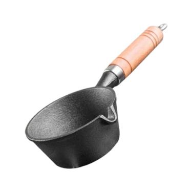 Imagem de ABOOFAN Mini panela de ferro fundido - 28 x 11 x 6 cm - capacidade de 500 g - sem revestimento - preto - aquecedor de manteiga - sem tampa - inclui 1 x panela de aquecimento