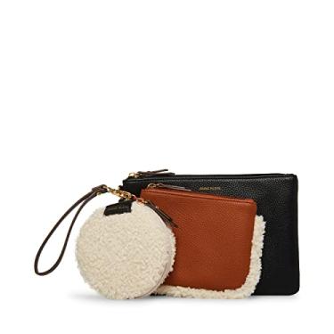 Imagem de Anne Klein Bolsa de mídia mista trio com wrislet, preto/sela com creme, Preto/sela com xearling creme, One Size