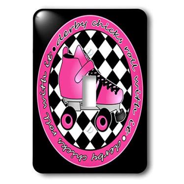 Imagem de 3dRose Interruptor de patins roll-on com ele para patins quente lsp_28519_1 Derby Chicks Roll with It, rosa e preto