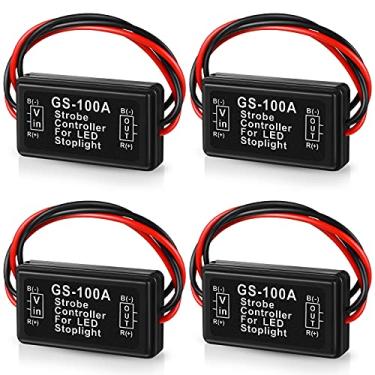 Imagem de Frienda Luz de freio pisca-pisca luz traseira estroboscópica módulo LED flash controlador estroboscópico para motocicletas, carros, caminhões 12-30 V (4 peças)
