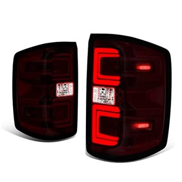 Imagem de DNA MOTORING TL-ZTL-002E-DR Par de lâmpadas de freio de luzes traseiras de LED compatível com 15-19 Silverado 2500 HD 3500 HD/Sierra 3500 HD, lente vermelha fumê