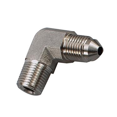 Imagem de Aço inoxidável 90 graus -3 AN AN3 Macho flare para tubo macho 1/8 NPT Conversor de tubos adaptadores de mangueira ajuste (JIC -3 AN 3/8-24 para NPT) de 1/8 polegada