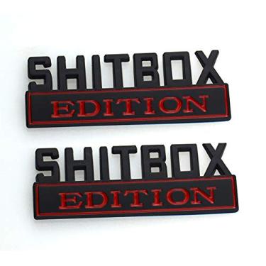 Imagem de Conjunto de par SHITBOX EDITION emblema 3D decalque para-lama decalque carro caminhão substituição para F150 F250 F350 Chevy Silverado 1500 2500 Chevrolet C10 C15 (preto vermelho)