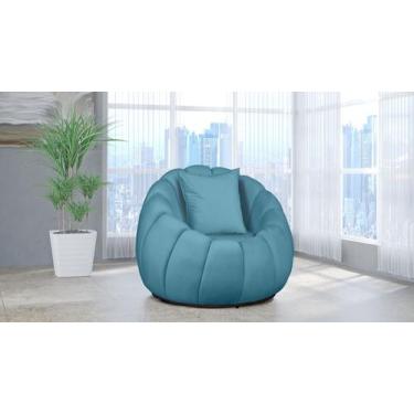 Imagem de Poltrona Decorativa Concha Almofada Veludo Azul Turquesa - LM DECOR