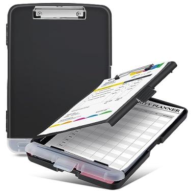 Imagem de Sunnyclip Prancheta com armazenamento, dobradiça real resistente, 20,5 x 28,5 cm, com suporte para caneta, tamanho carta de amamentação fina, escrita suave, para escritório e sala de aula