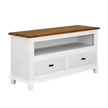 Imagem de Rack 2 Gavetas + Nicho e Pés Torneados - Tommy Design - Meyer, Branco 