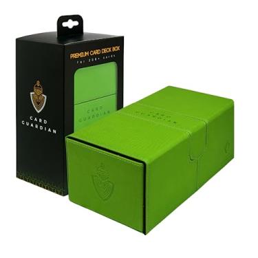 Imagem de Card Guardian - Caixa de baralho duplo premium (verde-limão) para mais de 200 cartas de jogos de cartas colecionáveis TCG perfeita para Magic the gathering (MTG), deck Commander, caixa de baralho