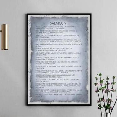 Imagem de Quadro Salmo 91 - Papiro Cinza 45x34cm - com vidro - Quadros On-line, 