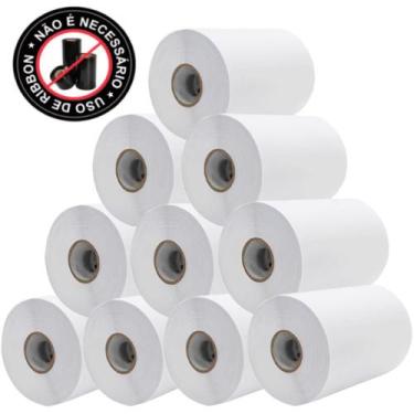 Imagem de 10 Rolos Etiqueta Adesiva Papel Couche Branca sem Ribbon - first Optio