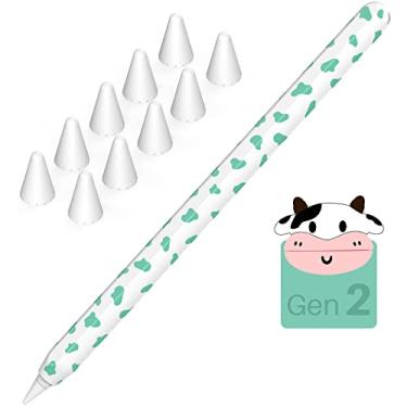 Imagem de NIUTRENDZ Capa com estampa de vaca para Apple Pencil 2ª geração capa protetora de silicone acessórios compatíveis com Apple Pencil 2ª geração (verde menta)