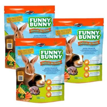 Imagem de Racao coelho e roedores Funny Bunny 500g Kit 3 unidades - SUPRA PETS