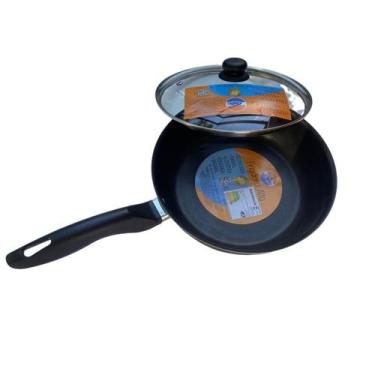 Imagem de Frigideira alta 22cm  Preta  - antiaderente - com tampa - Utensilios d