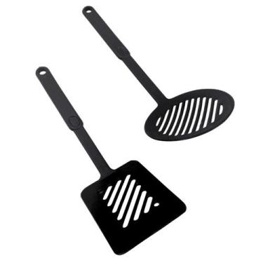 Imagem de Escumadeira e Espatula Cozinha Grande Nylon Fritura 30cm - Micromax
