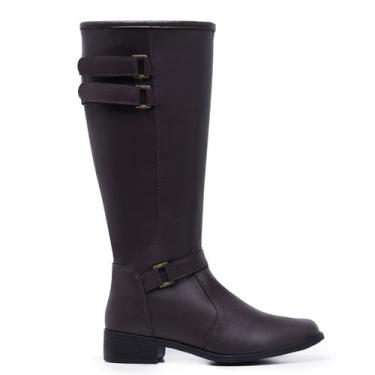 Imagem de Bota Cano Longo Feminina Montaria Gmm Shoes 11051 Com Zíper, Marrom, 3
