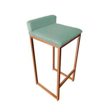 Imagem de Banco Banqueta Cadeira Grécia Base Metal Bronze Veludo - Fina Mobília,