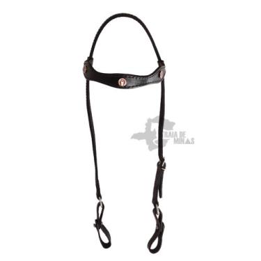 Imagem de Cabeçada goianinha com testeira com apliques Mangalarga fivelas de met