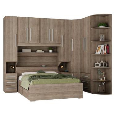 Imagem de Guarda-Roupa de Canto com espaço para Box Queen 1219SQ Castanho