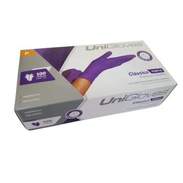 Imagem de Luva unigloves roxa c/ pó premium quality c/100,  P