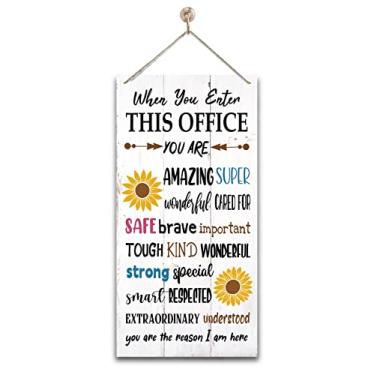 Imagem de Gkwa Decoração de Placas Motivacionais para Escritório, Quando Você Entra Neste Escritório, Decoração de Placa de Madeira Pendurada para Escritório, Placa de Parede de Madeira de G ()
