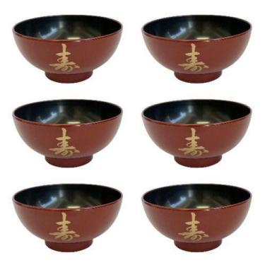 Imagem de Kit 6 Tigelas Cumbuca Bowl Para Poke Sopa Lamen Missoshiro Vermelho -