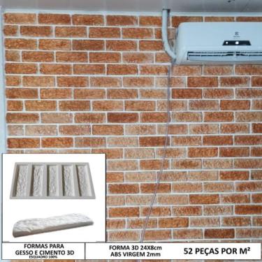 Imagem de Forma 3d Gesso 5 Tijolinho Rústico 24x8cm ABS 2mm Molde Para Gesso/Cim