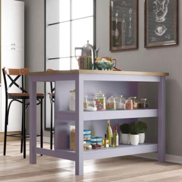 Imagem de Bancada Gourmet Ilha Cozinha c ilumina Ditália 2Prat CD-1019, Cinza