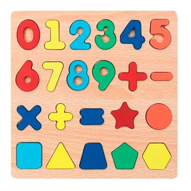 Imagem de Brinquedo Didático de Madeira Formas Geometricas Coloridas Números e Alfabeto (Numeros e Formas)