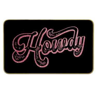 Imagem de Mingnei Tapete de porta Howdy rosa choque engraçado para cozinha doméstica, tapete de porta Howdy, Howdy Cowgirl Preppy capacho para casa, cozinha, frente, interior, exterior, entrada, tapete de